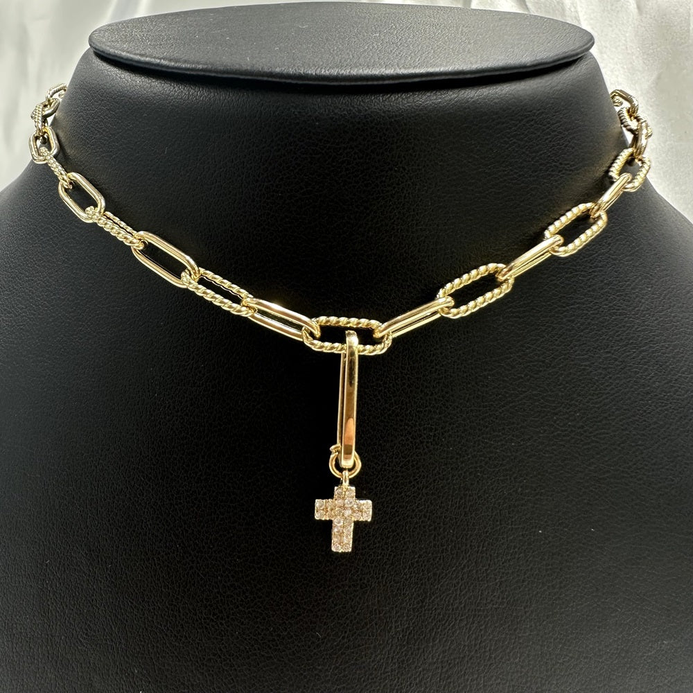 Diamond Cross Charm 8x6mm