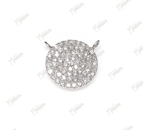 Diamond 8.5mm Disc Charm with 1.5mm Two Rings