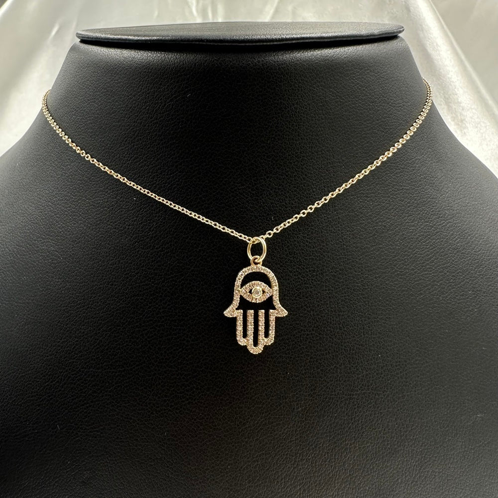 Diamond Hamsa Hand With Eye Charm 17.20X11.60mm