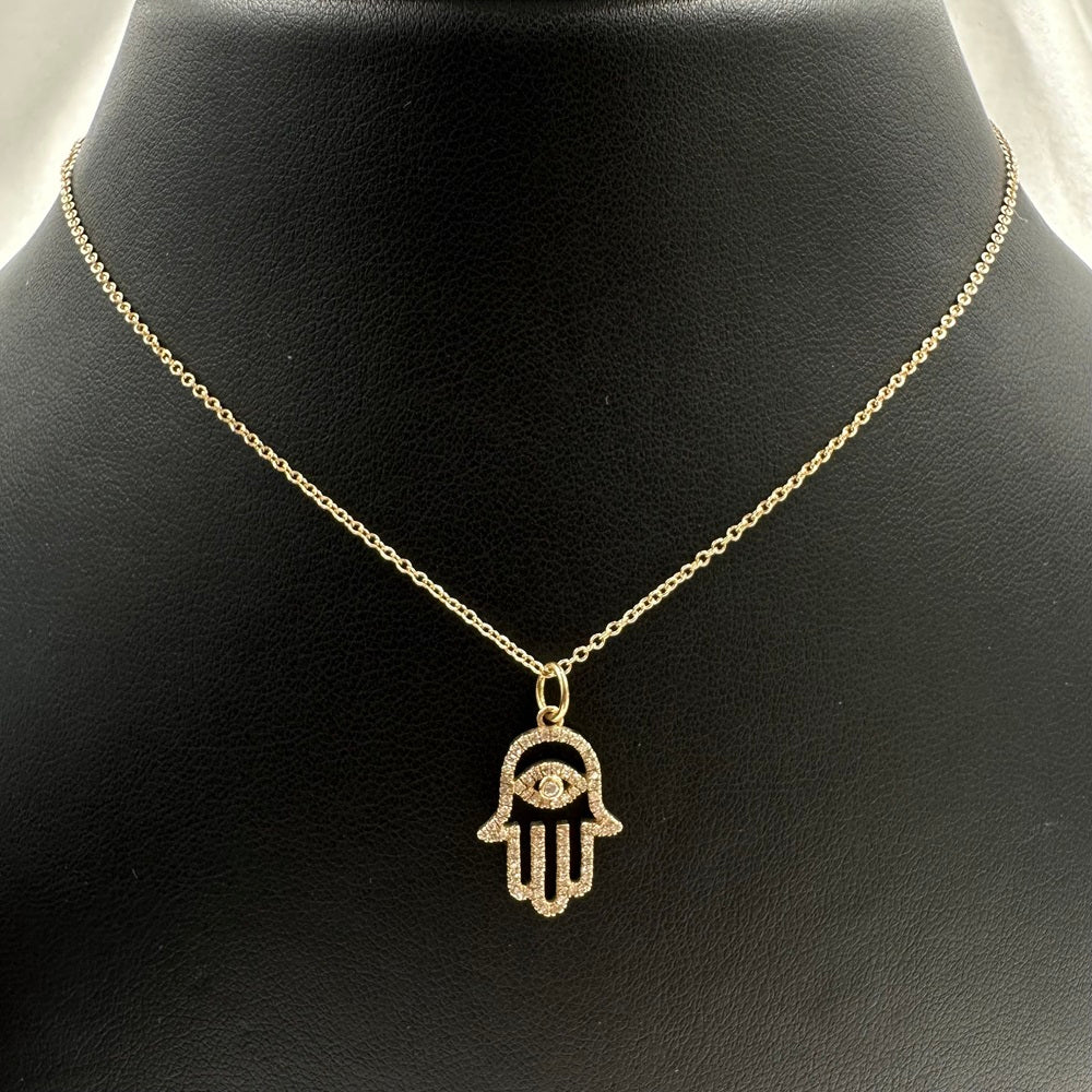 Diamond Hamsa Hand With Eye Charm 17.20X11.60mm