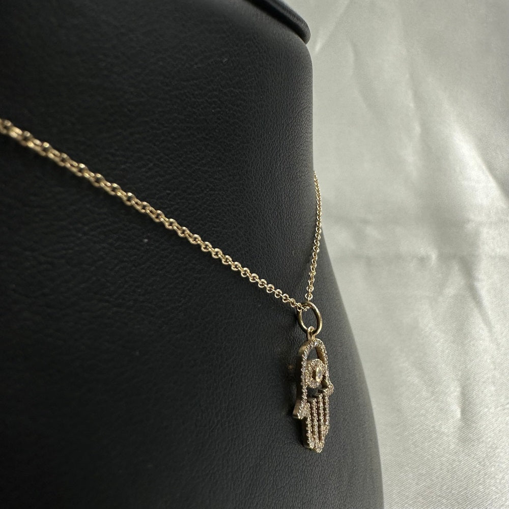 Diamond Hamsa Hand With Eye Charm 17.20X11.60mm