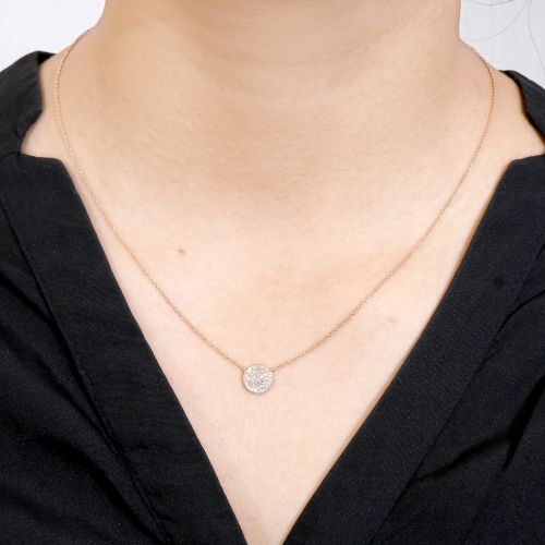 Rose Gold Diamond Disc Necklace