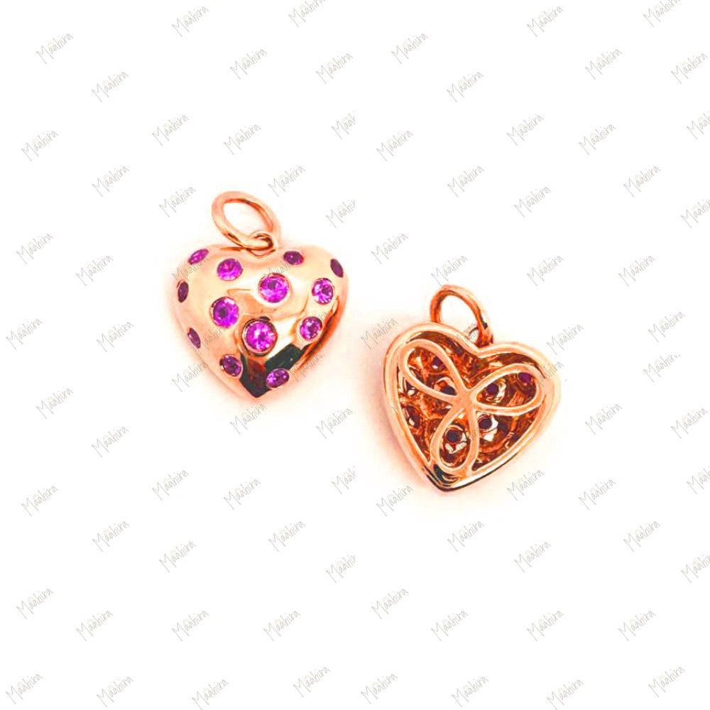 Pink Sapphire Heart Pendant 12mm