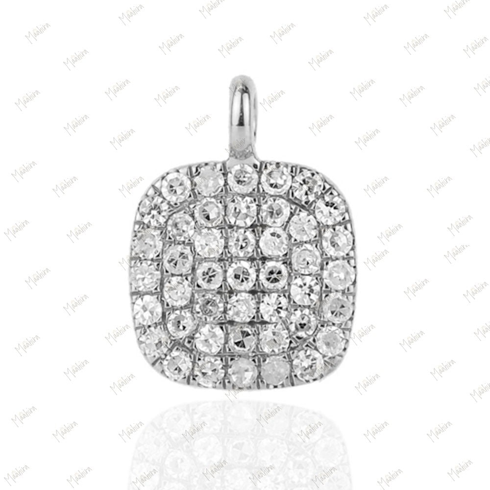 Square Diamond Disc Pendant 6.5x9mm