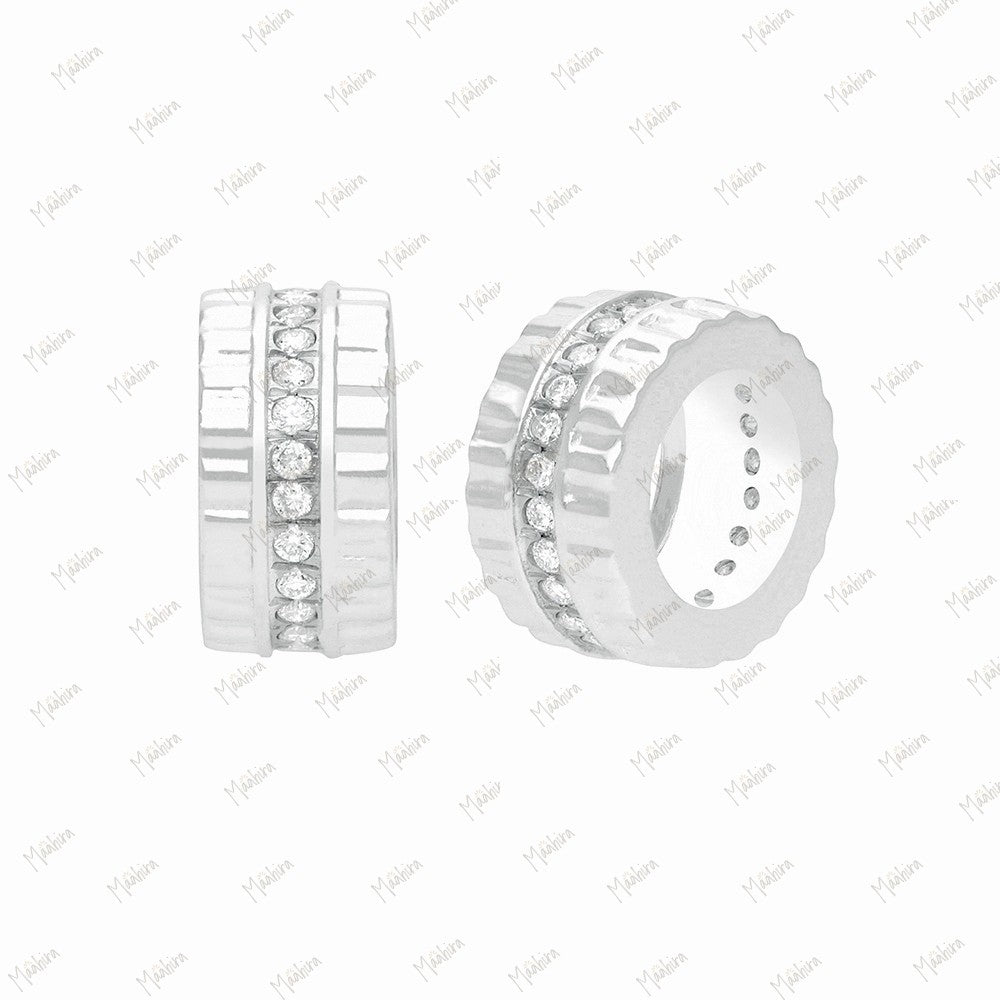 14k Gold Diamond 8mm Rondelle Bead / Roundel Bead Spacer Charm (4.7mm inside opening)