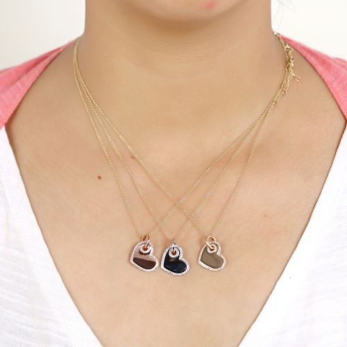 Rose Gold Diamond Heart Pendant 14.60x17.20mm