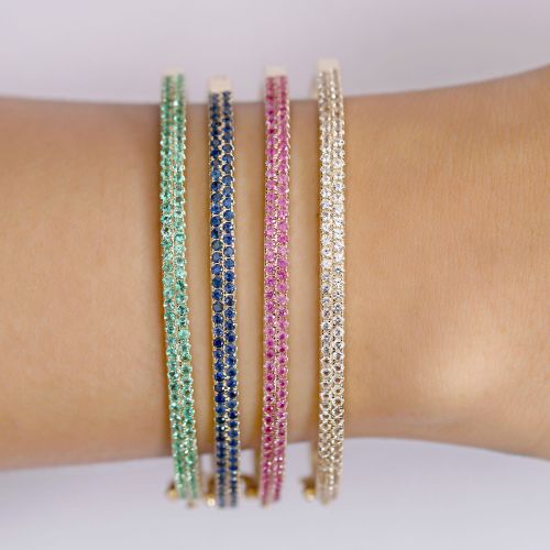 Pink Sapphire Gold Bangle