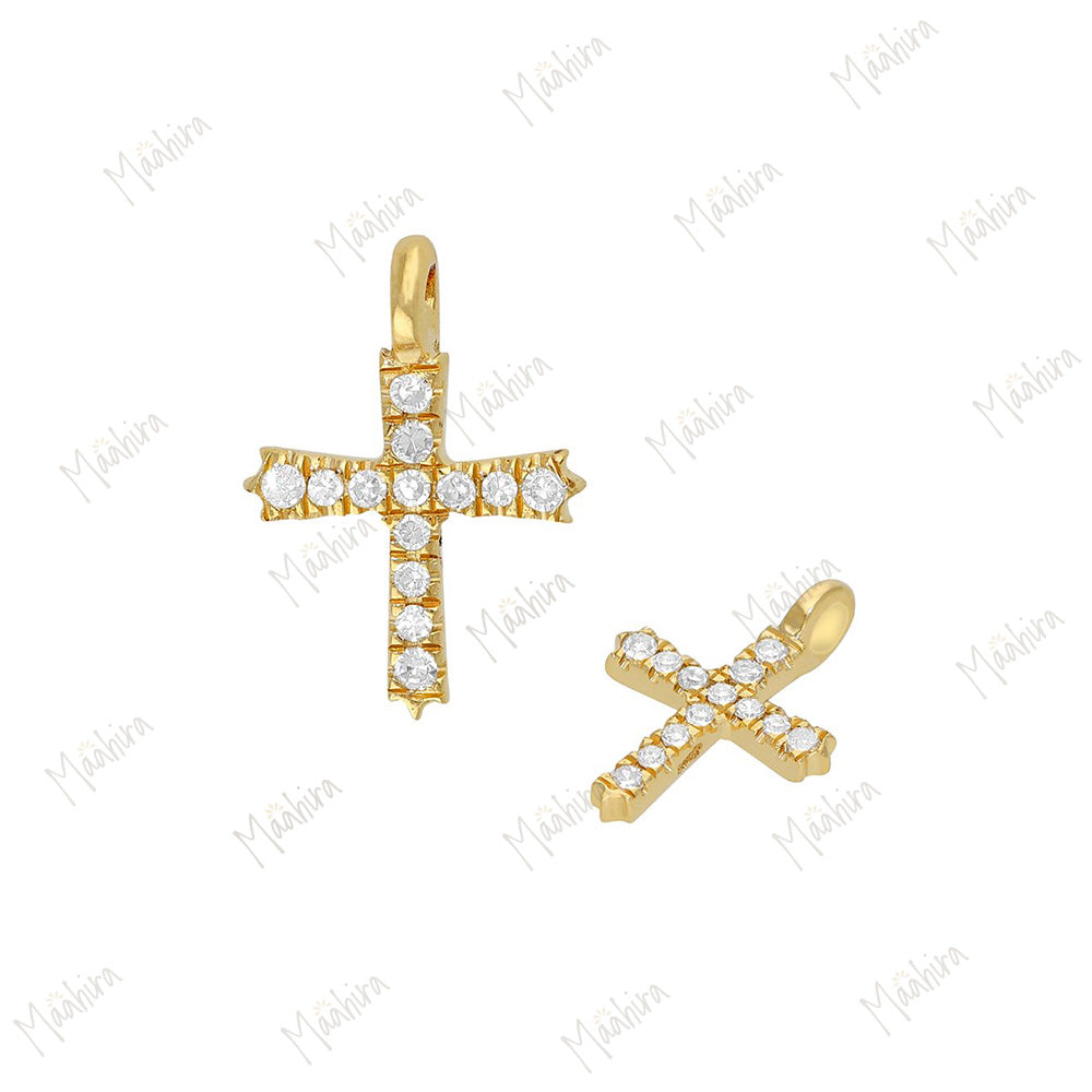 Diamond Cross Charm 7X10mm