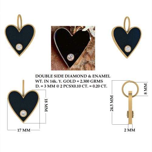 Diamond Studded Enamel Heart Pendant
