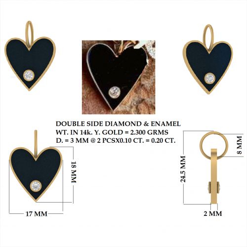 Diamond Studded Enamel Heart Pendant