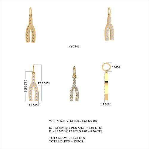 Diamond Wishbone Charm