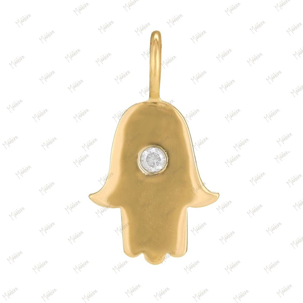 Diamond Hamsa Charm 13.20x10.50mm