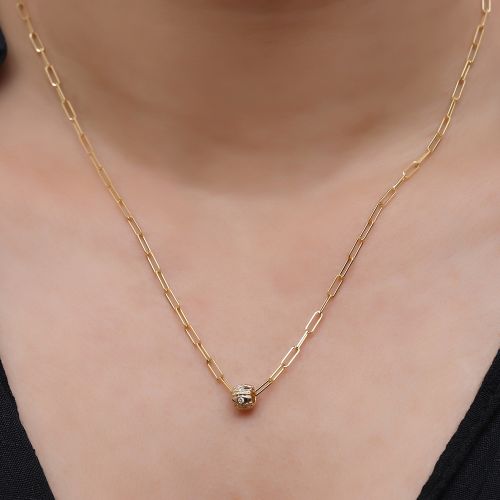 14k Gold Diamond Rondelle Bead / Roundel Bead Charm