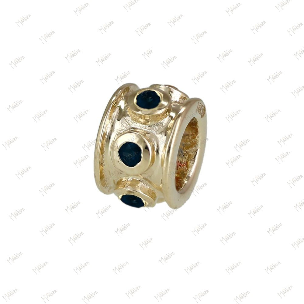 14k Gold Black Spinel Rondelle Bead / Roundel Bead Charm 4.70x7mm