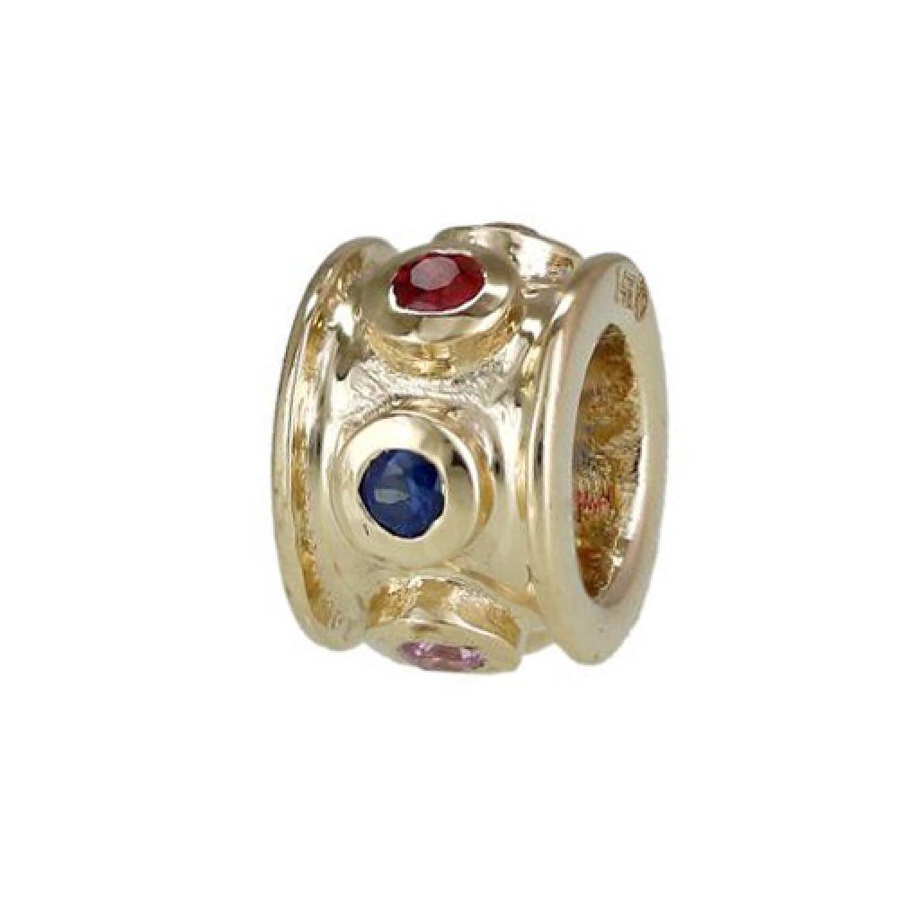 14k Gold Multicolor Diamond Rondelle Bead / Roundel Bead