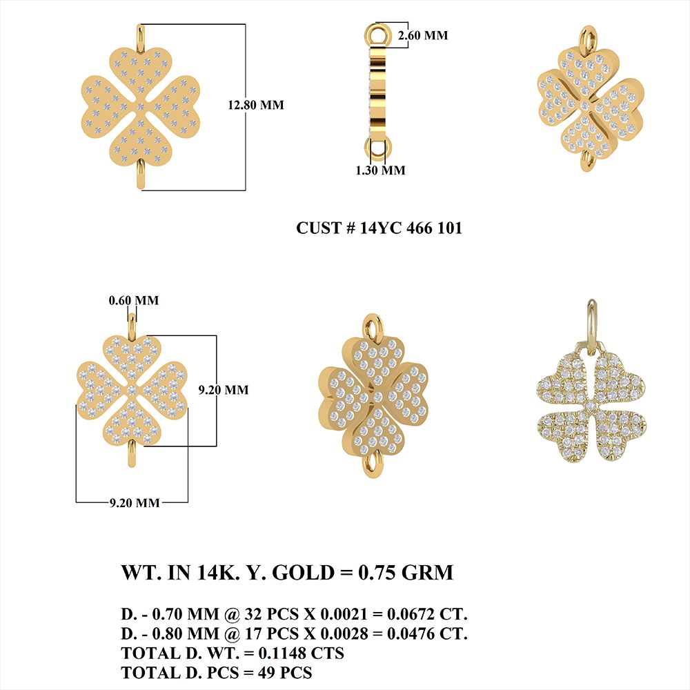 Diamond Clover Connector 9.50x10.50mm