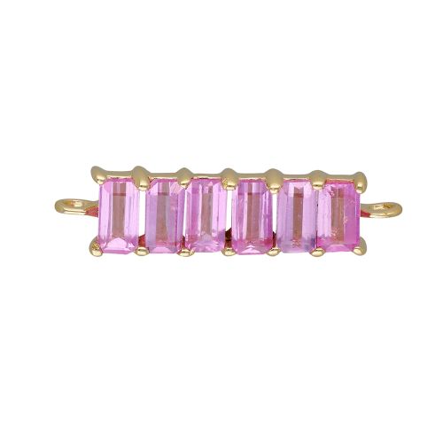 Baguette Cut Pink Sapphire Bar Connector