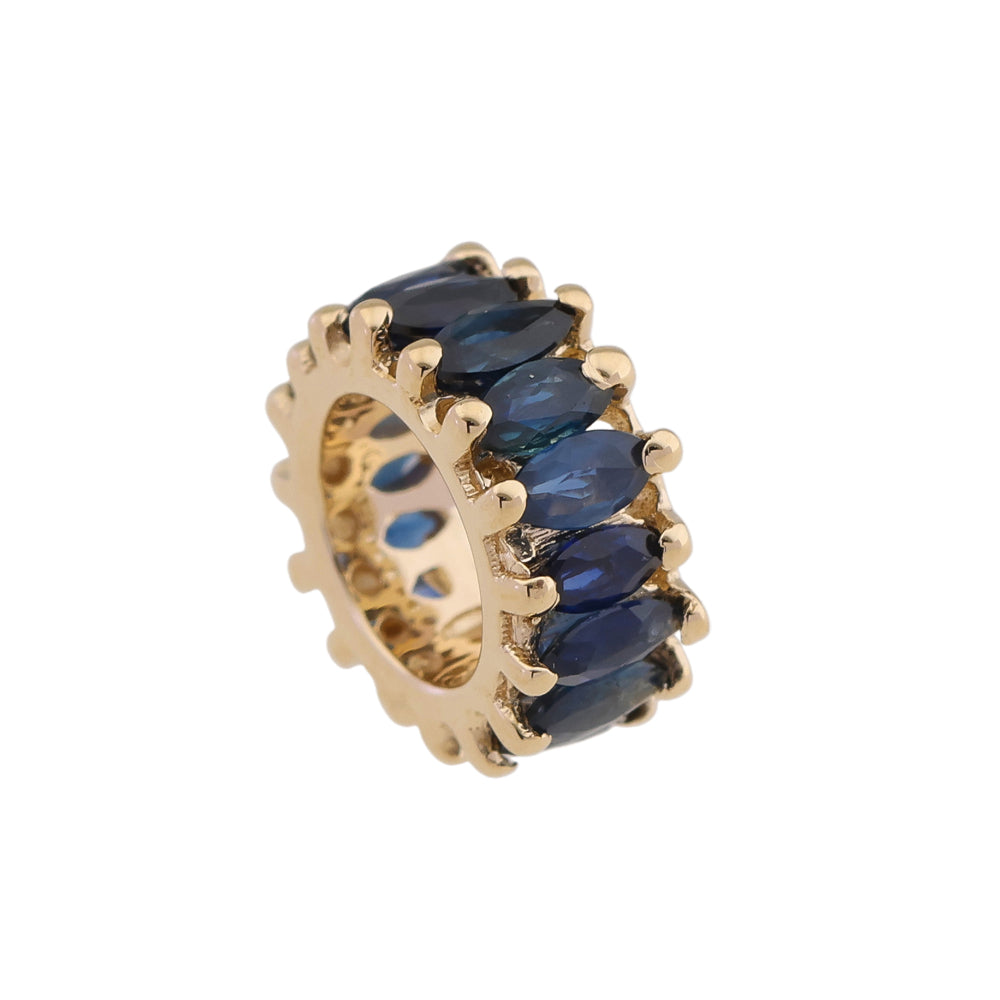 14k Gold Emerald/Blue Sapphire Rondelle Bead / Roundel Bead 8x8mm