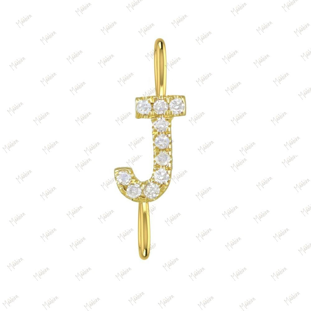 Diamond Alphabet Initial Letter J Charm 8mm (Two Loop) (JR 3mm)