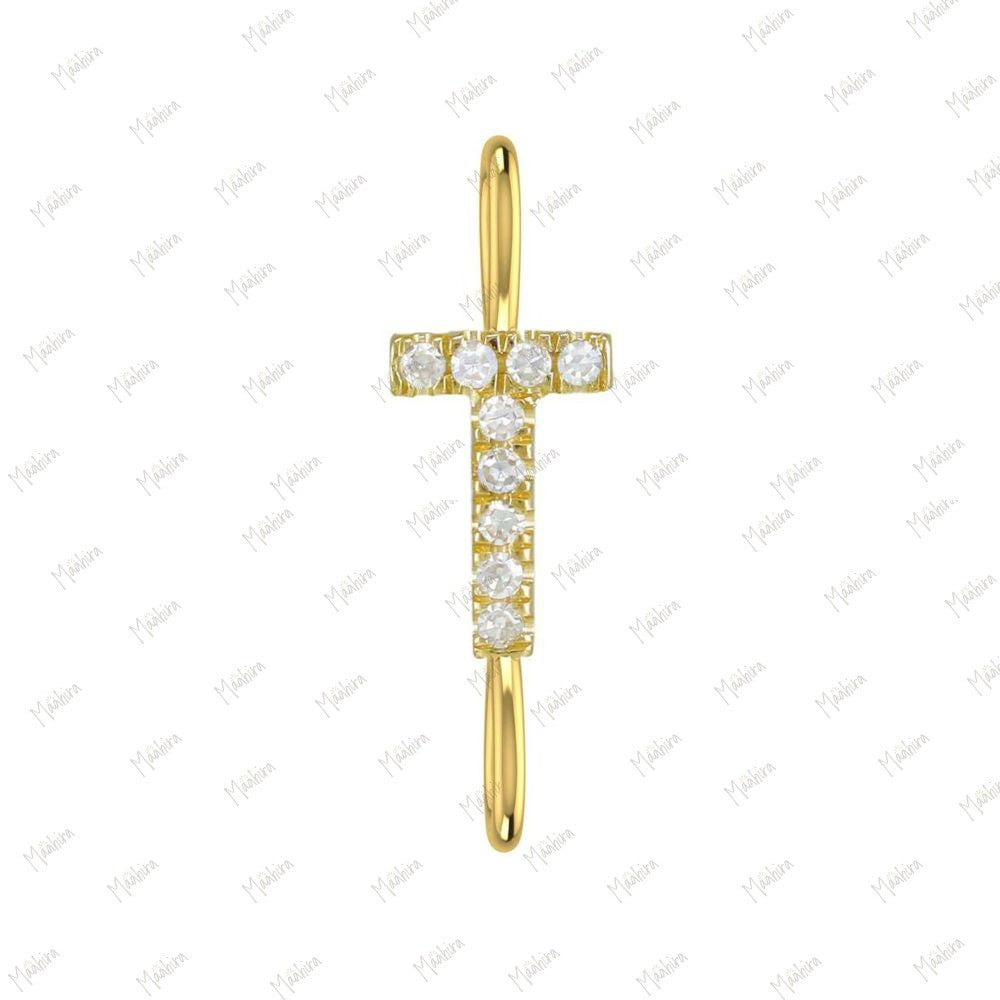 Diamond Initial Letter Charm K With Two Loop 8mm (JR 3mm)