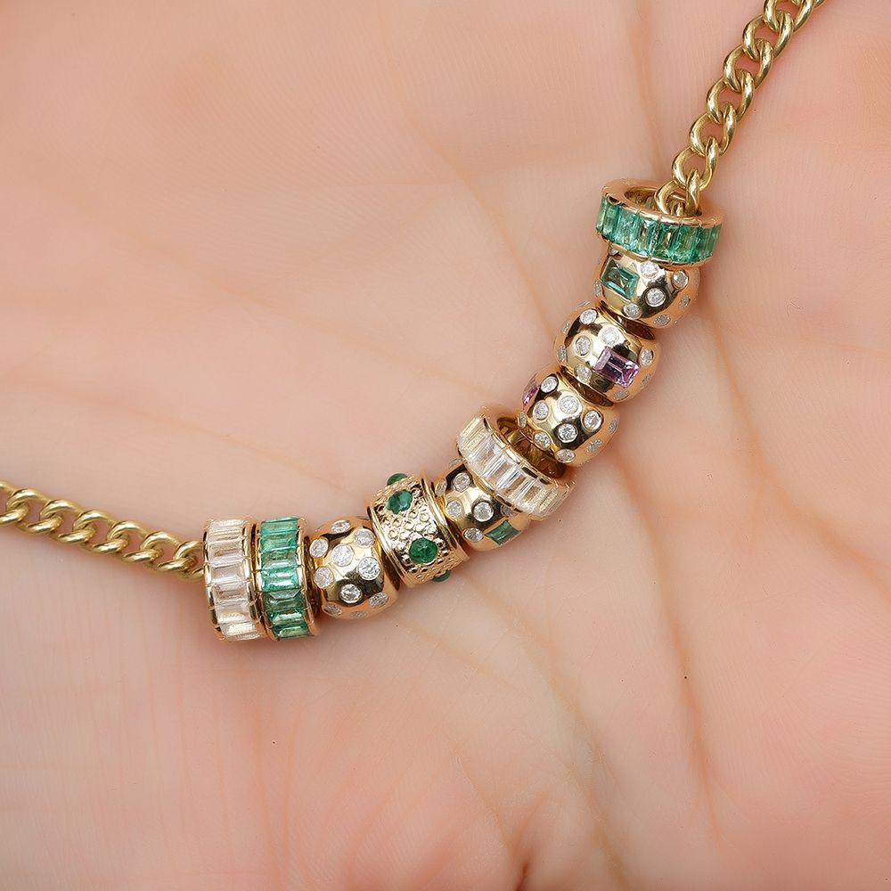 14k Gold Diamond Rondelle Bead / Roundel Bead Charm 6x7.50mm