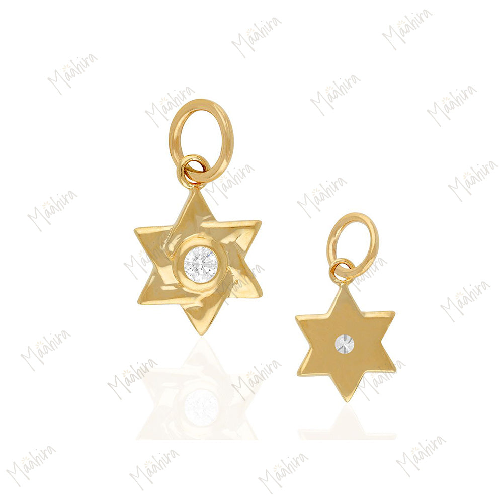 Diamond Star of David Charm 8mm