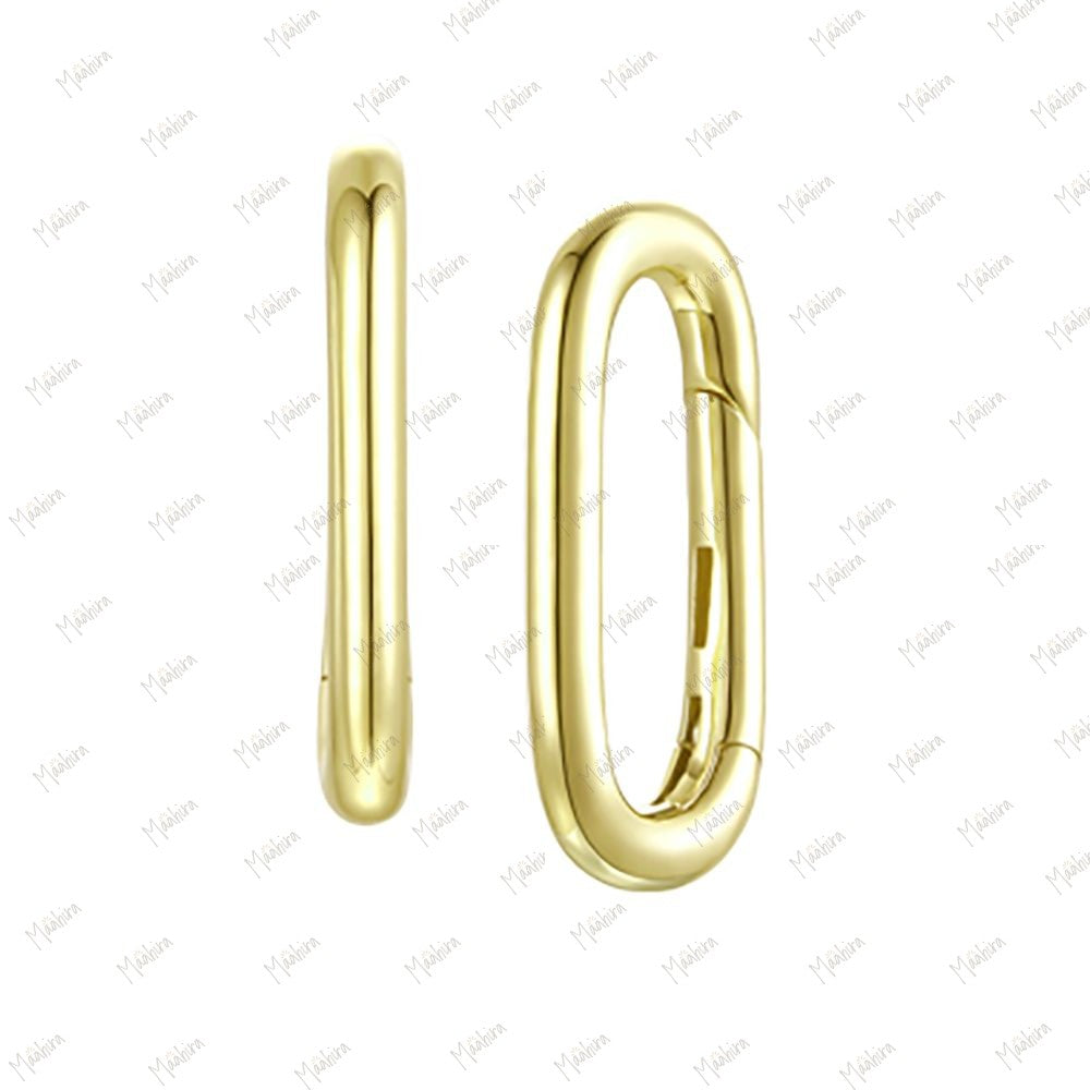 Solid Gold Rectangle Clicker Charm Enhancer 15x8x2mm