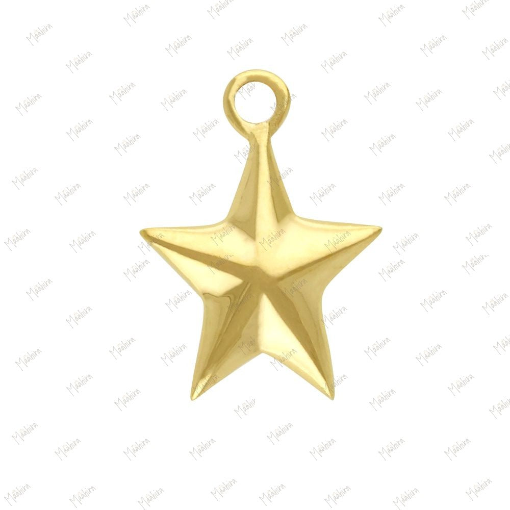 Minimalist 14K Yellow Gold Star Charm
