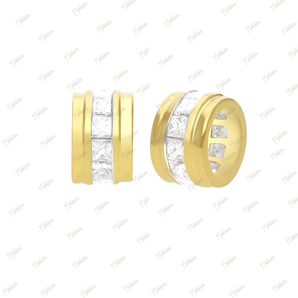 14k Gold Diamon Rondelle Bead / Roundel Bead 5.30x9mm