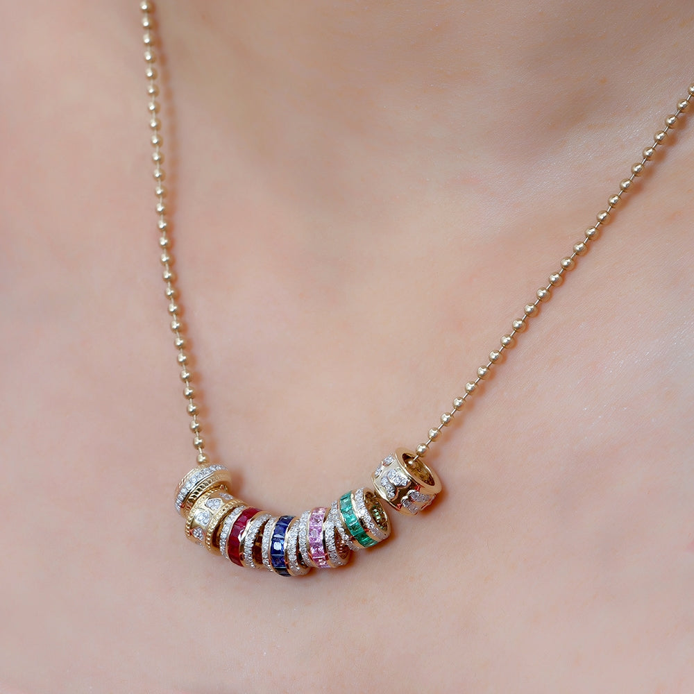 14k Gold Diamond Blue Sapphire Rondelle Bead / Roundel Bead 5.50x9mm