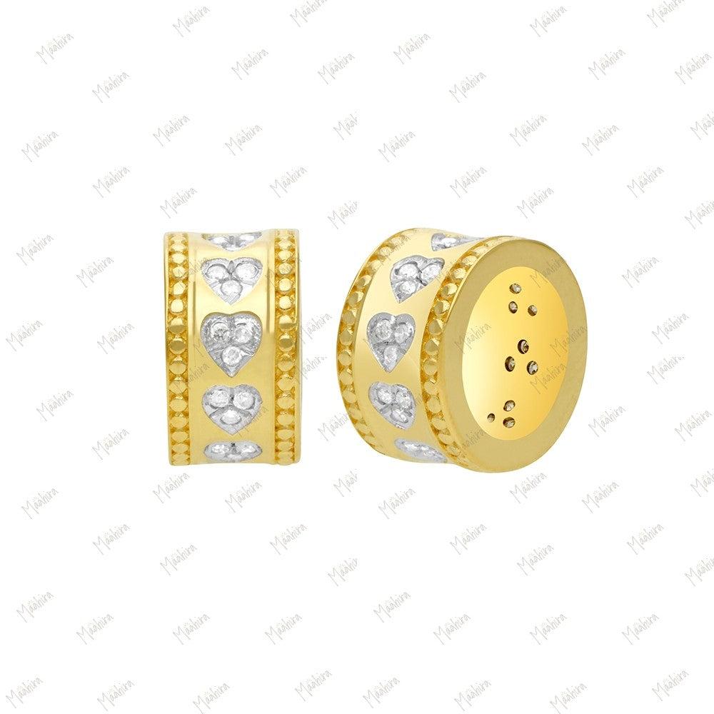 14k Gold Diamon Rondelle Bead / Roundel Bead 5.30x9mm