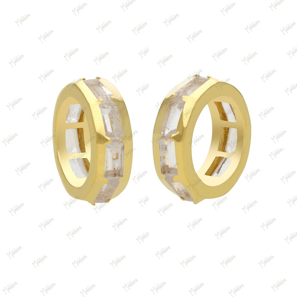 14k Gold Blue Sapphire Rondelle Bead / Roundel Bead Charm 4.40x12.20mm