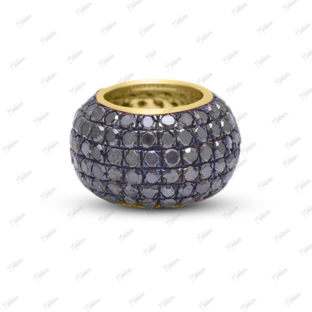 14K Yellow Gold Black Diamond Roundel/Rondelle - 9mm