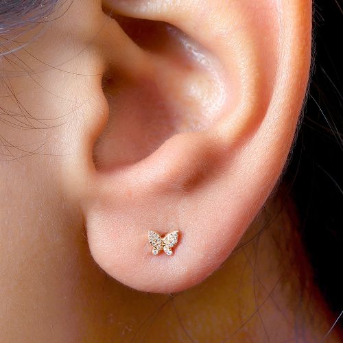 Diamond Butterfly Studs 3.80x4.70mm