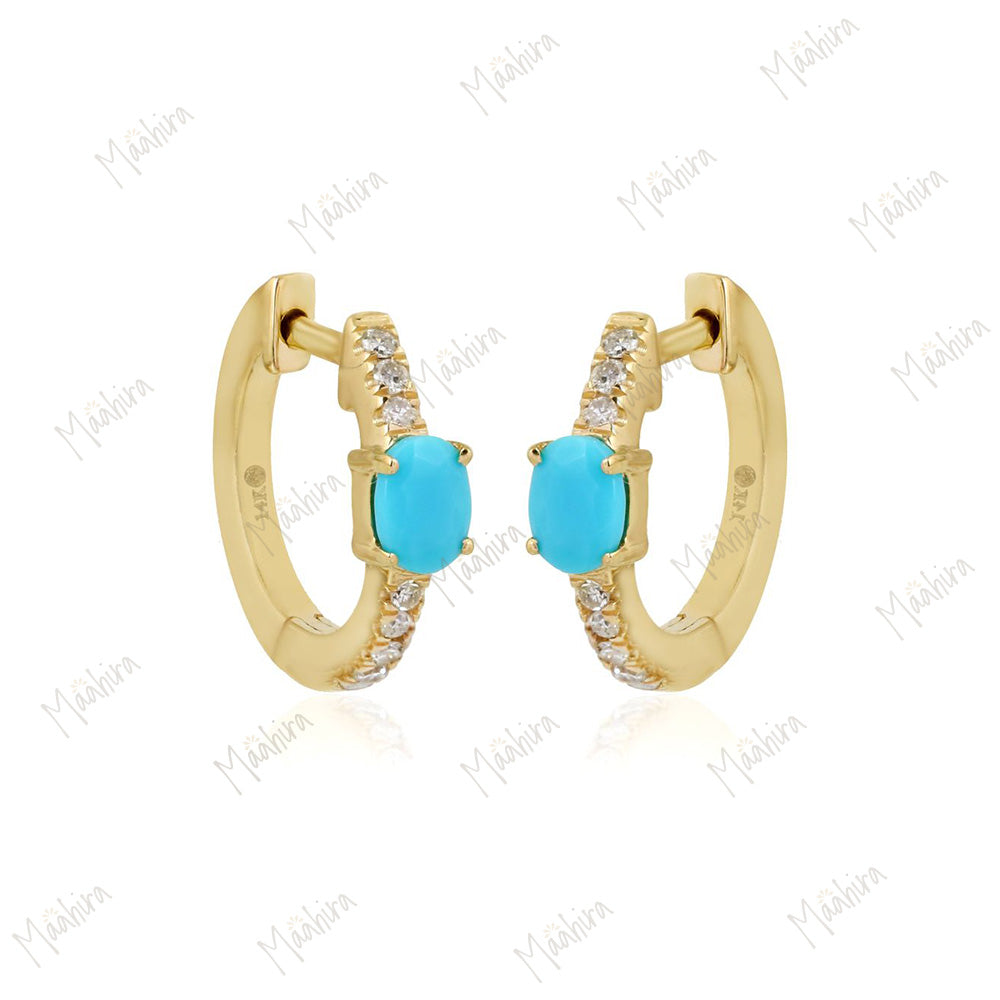 Diamond & Blue Sapphire Huggie 13mm