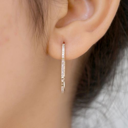 Diamond Rectangle Hoop Earrings 27.20x12.20mm
