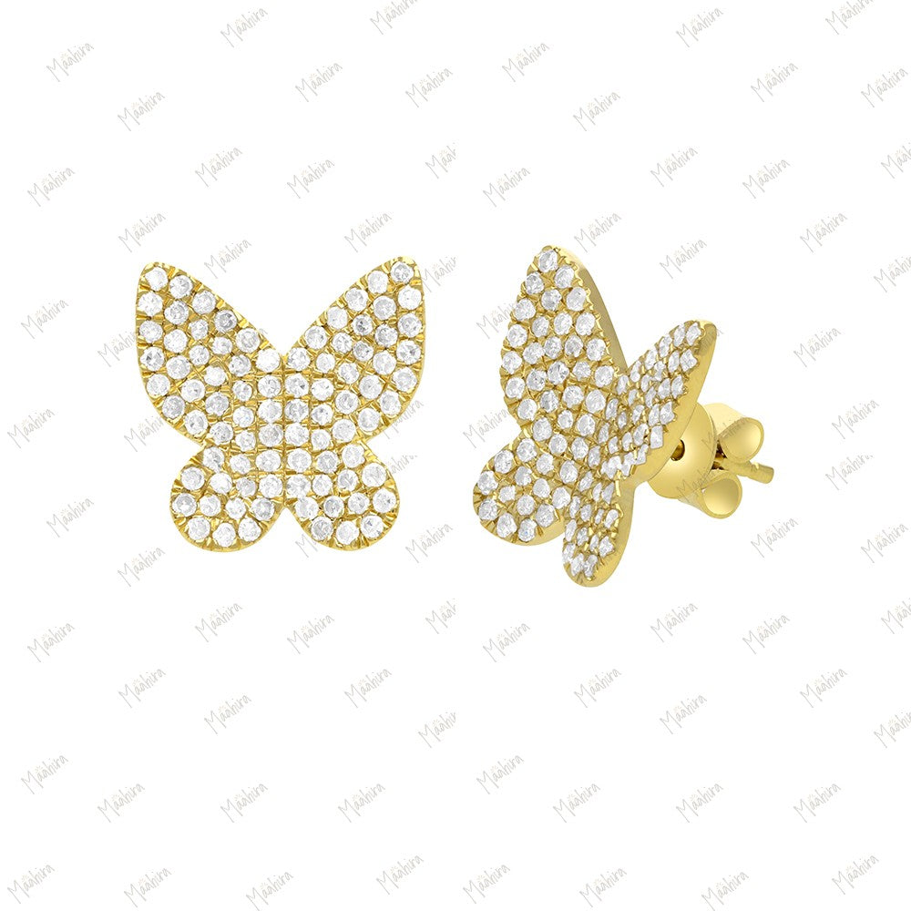Minimalist Diamond Butterfly Studs-13.50x13.50mm