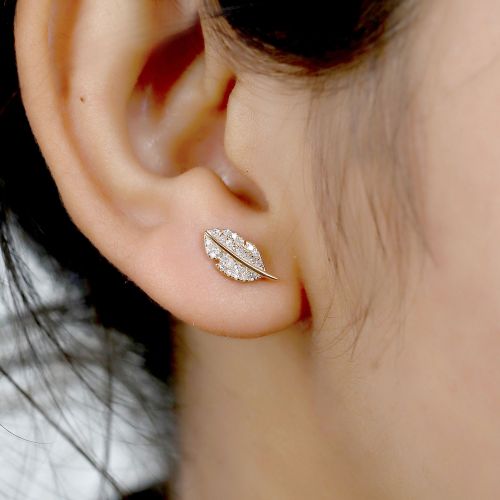 Diamond Leaf Studs