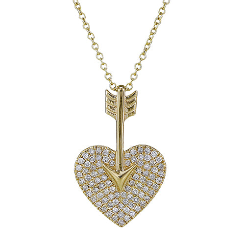 Diamond Heart and Arrow Pendant Necklace