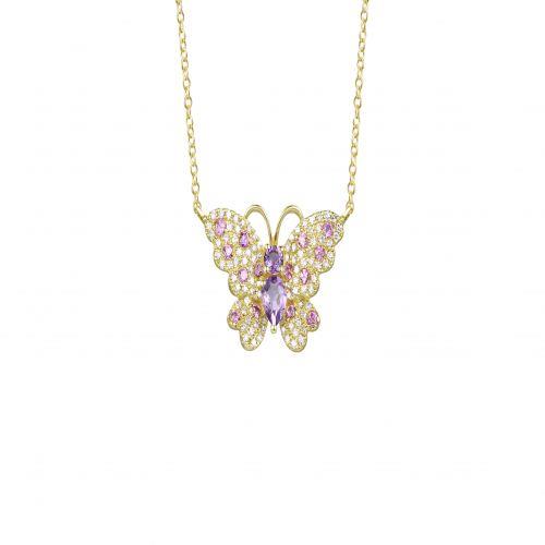 Amethyst Diamond butterfly Necklace