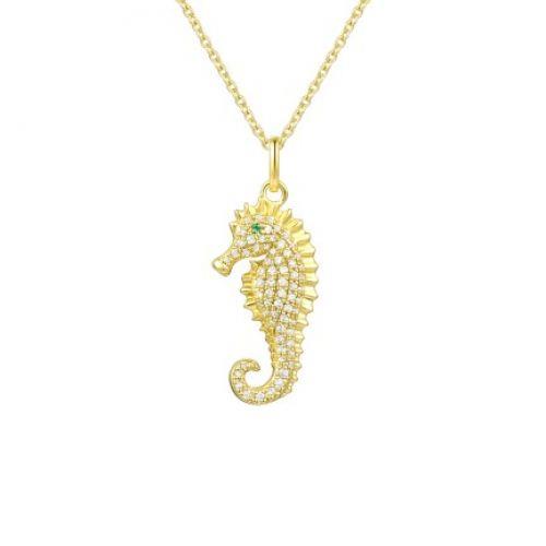 Diamond Seahorse Necklace 9.8x18mm