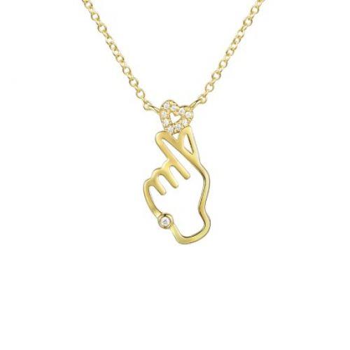 Hand with Heart Diamond Necklace