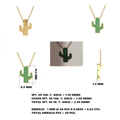 Emerald Cactus Pendant Necklace