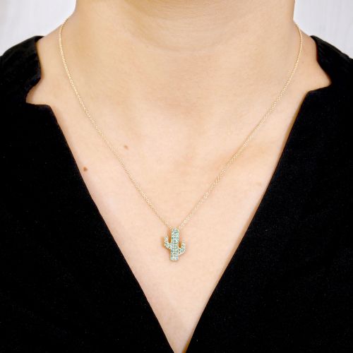 Emerald Cactus Pendant Necklace