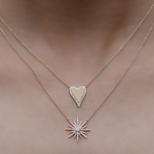 Gold Diamond Heart Pendant Necklace