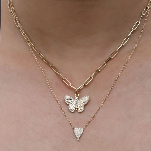 Gold Diamond Heart Necklace 7.30x11mm