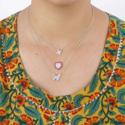 Diamond 4 Leaf Clover Necklace 9.80x12.40mm