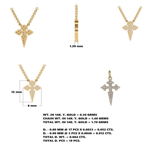Diamond Cross Necklace 8.40x11.50mm