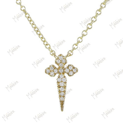 Diamond Cross Necklace 8.40x11.50mm