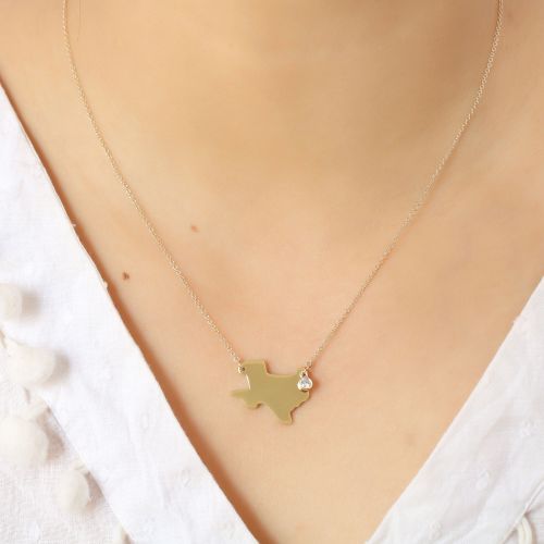 Texas Map Necklace 20x16mm
